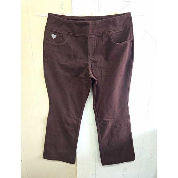 Quacker Factory Pants - Quacker Factory DreamJeannes Pull-On Bootcut Jeans Dark Brown XL Stretch